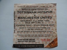 1989/90 Division 1 Tottenham Spurs v Manchester United Ticket Stub