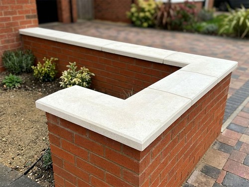 White limestone wall coping - white,