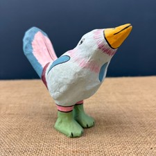 UNUSUAL COLOURFUL HANDMADE & PAINTED PAPIER MACHE BIRD SCULPTURE