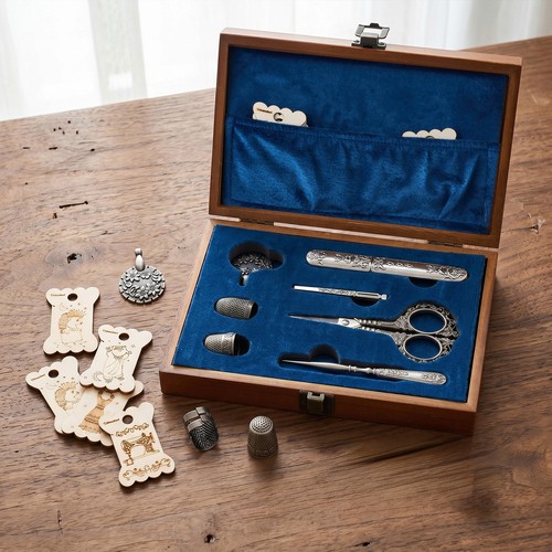 Vintage wooden sewing - vintage, kit