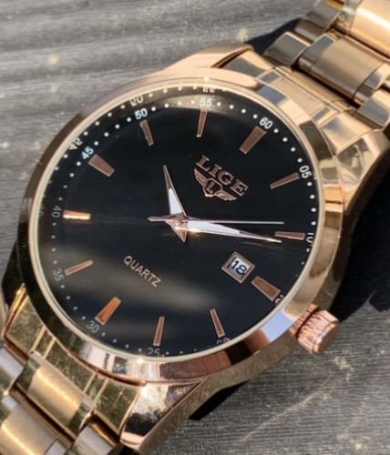 Rose gold watch with - dual, tone