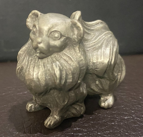 Solid pewter silver pomeranian - pewter,