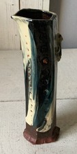 Handmade Studio Pottery Vase / Jug Abstract Art  Small Duck motif on side 