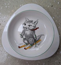 Spode Copeland Cutie Kitten Children's Plate - skiing