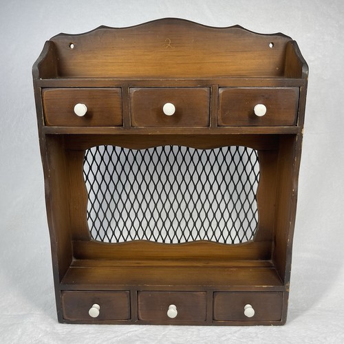 Vintage wood wall shelf - wood, 6