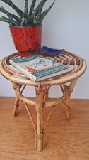 Vintage Retro Boho Genuine 60s 70s Cane Bamboo Rattan Woven Side Table 37cm