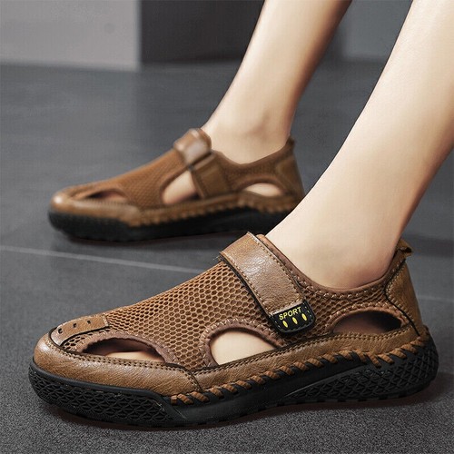 Men leather sandals closed - leather,