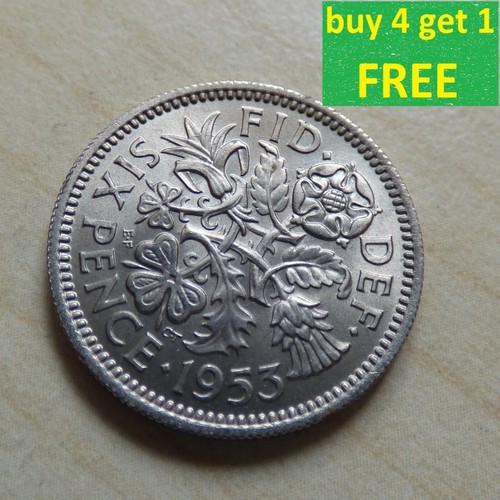 Elizabeth sixpence coins - sixpence, 6d