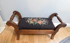 Vintage Needlepoint Foot Stool,Edwardian Style Floral Pattern,