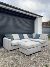 Grey Furniture Village L shaped corner sofa with footstool - DELIVERY AVAILABLE!