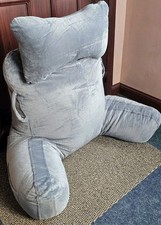 NEW GREY VELOUR XL READING TV BED PILLOW CUSHION