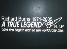 RICHARD BURNS TRIBUTE LEGEND BOOT STICKER IN WHITE SUBA RB5 RB320 P1 22B