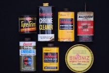 Automobilia Tins x 7 | Vintage Old Car Tins | Garage | Oil | Can