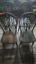  vintage Chairs Used 4 Windsor Wheel Back Wooden Dinner Chairs 