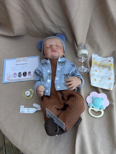 Reborn baby boy doll with - baby, 15"