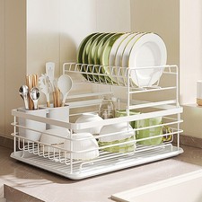 2 Tier Dish Drainer Rack Sink