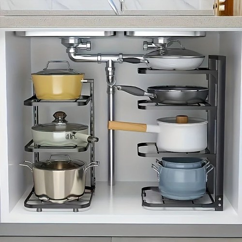 Adjustable pot rack organizer - adjustable,