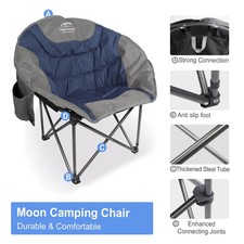 LANMOUNTAIN Portable Moon Camping Chair,Round Folding Lawn Chair 
