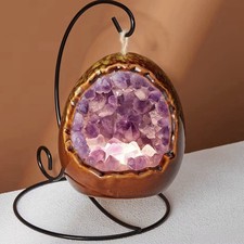 Amethyst Dragon Egg Crystal Geode Lamp with USB  – Healing Crystal Night Light