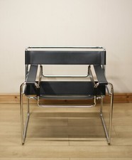 Genuine Knoll Studio Marcel Breuer Black Leather Wassily Chair / Armchair