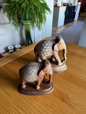 Pair of Wooden Elephants 