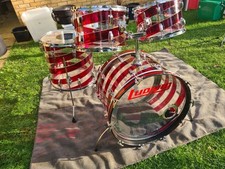 Ludwig Vistalite Vintage 70s Pattern C Red/Clear Swirl Drum Kit 22,12,13,16 