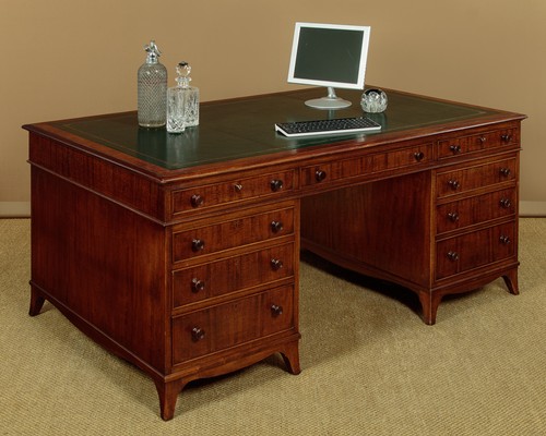 Large mahogany pedestal desk - mahogany,