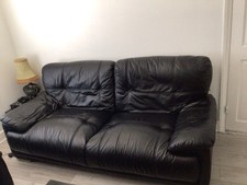 Black Bonded Leather 3+2 Seater Settee For Living Room Furniture