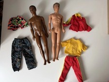 Vintage 1968 African American Black Barbie Ken Doll & 80s Fred Plasty Bundle