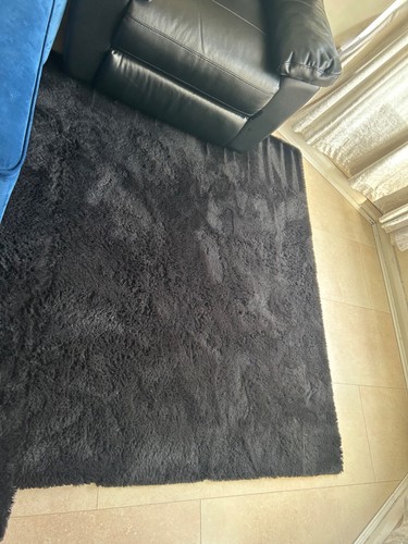 Black faux fur - , plush
