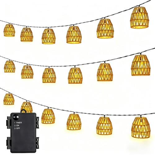 15x led rattan effect lantern - 15x,