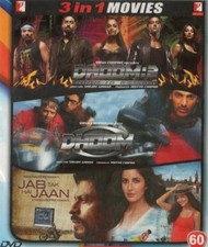 DHOOM 2 - DHOOM - JAB TAK HAI JAAN - 3 IN 1 BOLLYWOOD DVD