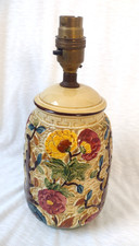 H J Wood Staffordshire Indian Tree Hand Painted Table Lamp Vintage Original Rare