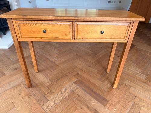 Solid oak two drawer console - two,