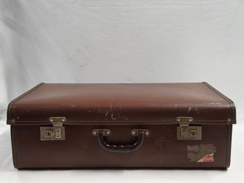 Vintage brown suitcase leather - vintage,