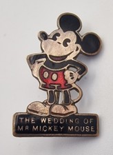 Disney MICKEY MOUSE pin badge - metal + enamel WEDDING OF MR MICKEY MOUSE 1930S