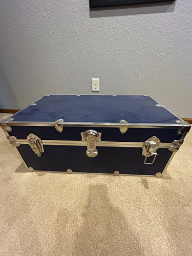 Blue storage trunk - chest,, wood
