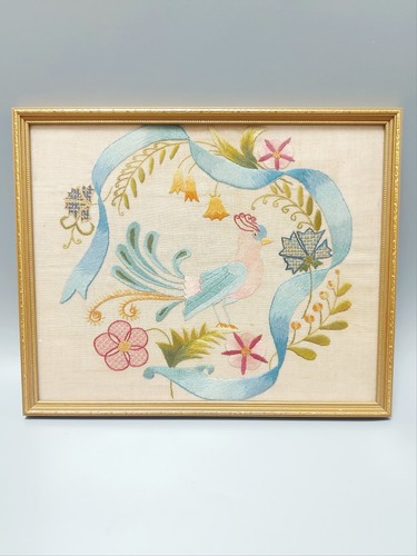 Vintage framed crewel - vintage,