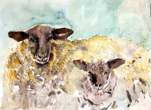 Original watercolour art sprin - watercolour,