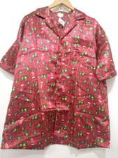 New Red Satin Frog Print PJ Set with Size 5/6 Slippers UK 12 Tall CG S35