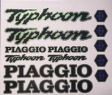 Piaggio Typhoon Decals/Stickers 50 70 80 125 172 183 Black Green Silver 11 piece