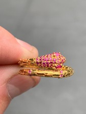 18ct gold on silver pink sapphire snake ring 925