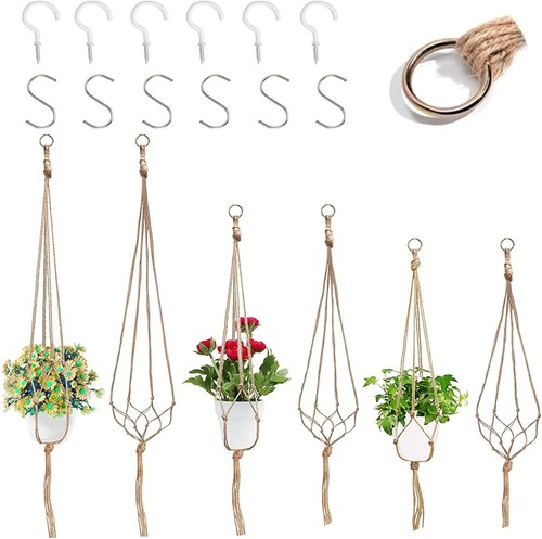 Macrame jute plant hanger - jute,