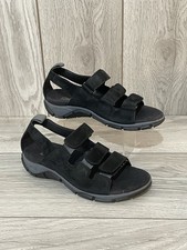 Clarks Springers Black Suede Strappy Sandals Adjustable Size UK 4.5 EU 37.5