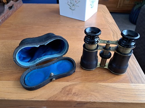 Antique leather brass opera - brass,