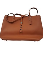 Brown Leather Tote Bag with Silver Hardware and Accents T2750 D158 