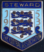 THE FOOTBALL ASSOCIATION 1953 ENGLAND STEWARD Badge Brooch pin 27mm x 33mm