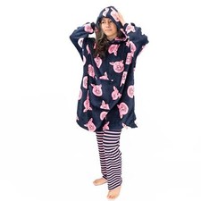 M&S Kids Fleece Oodie Percy Pig Oversized Hoodie AGE 11-12 years Navy Cosy