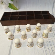 Full Set 1977 CAVERSWALL THIMBLES x 12 Porcelain Edwardian Lady Diary Months