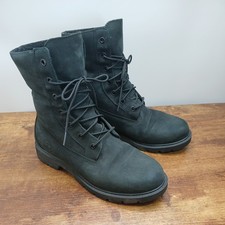 Timberland Teddy Fleece Fold Down Black Combat Boots Size UK 6 Women’s - VGC